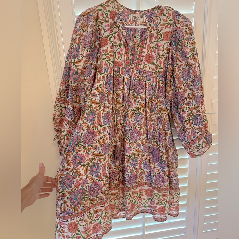 Floral Mini Dress in Pink and Purple